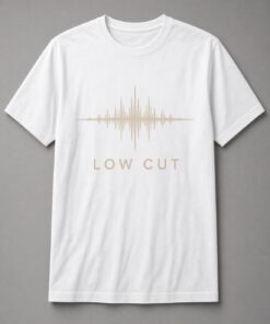 Low Cut Sound Wave unisex t-shirt in white with sharp audio waveform
