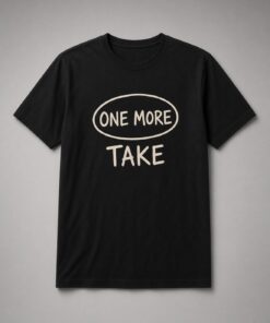 One More Take Recording Studio unisex t-shirt in black with hand-drawn oval and distressed lettering